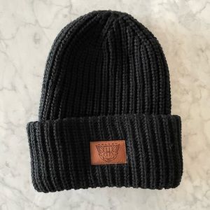 Ribbed Black Knit Winter Hat